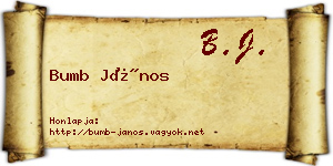 Bumb János névjegykártya